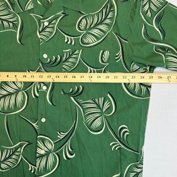 VTG Banana Republic 90 Men L Green Hawaiian Tropical Button-Up Camp Shirt Cotton - Picture 7 of 11